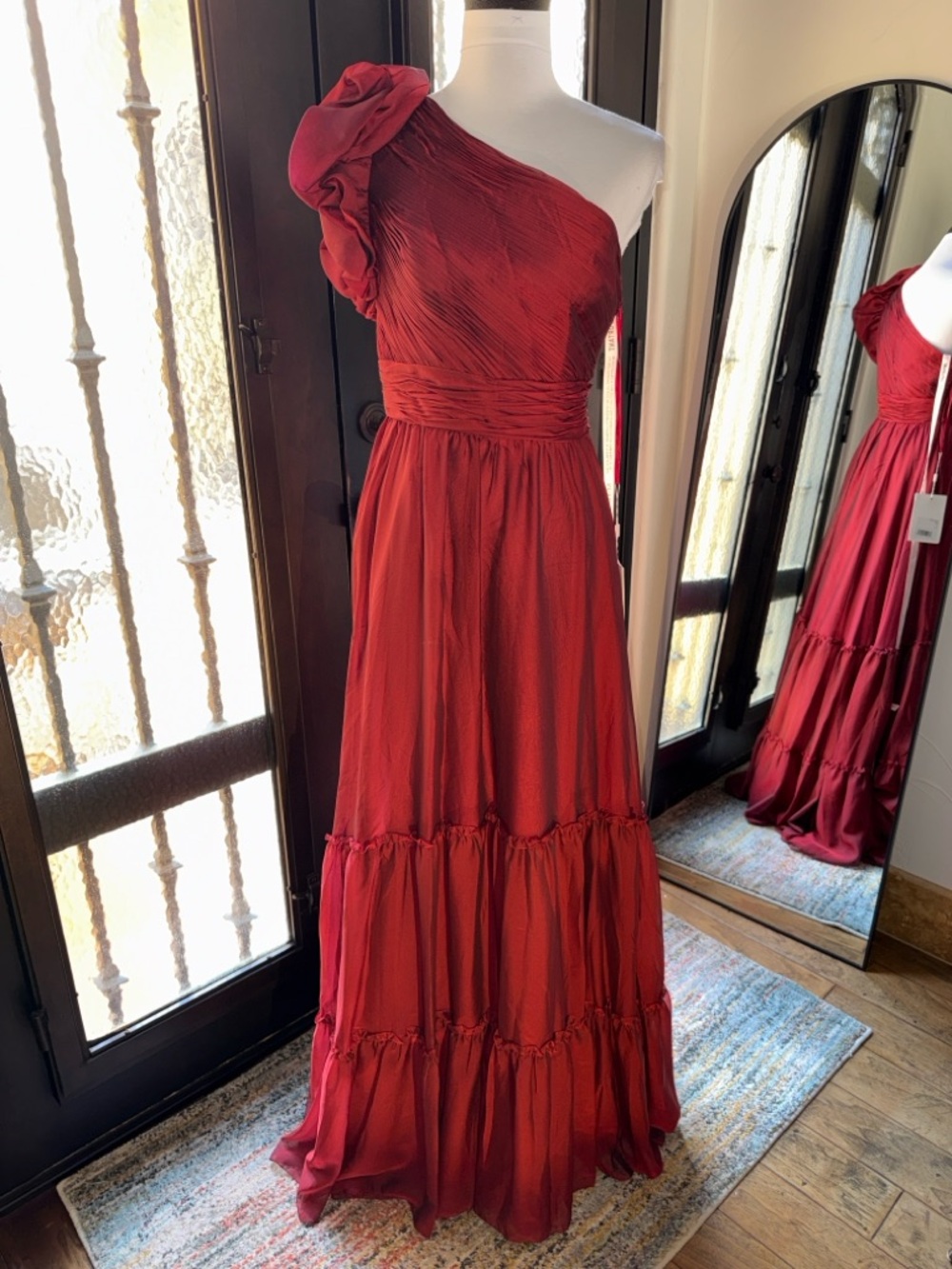 Mac Duggal 67878 Ruffle Sleeve One Shoulder Dress• sz 12 • NWT •$498 - Picture 7 of 8